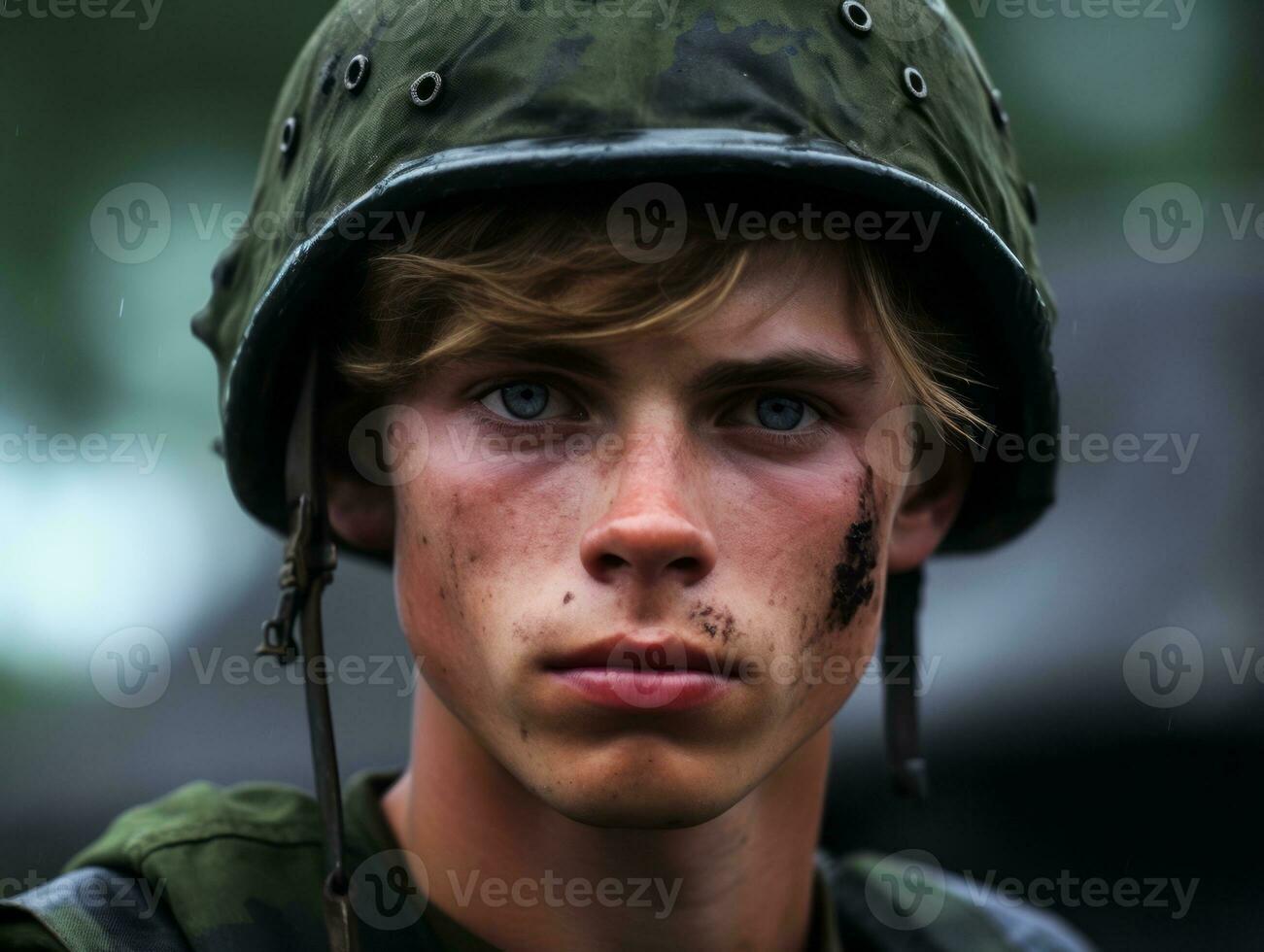 hombre sirve como un dedicado y audaz soldado ai generativo foto