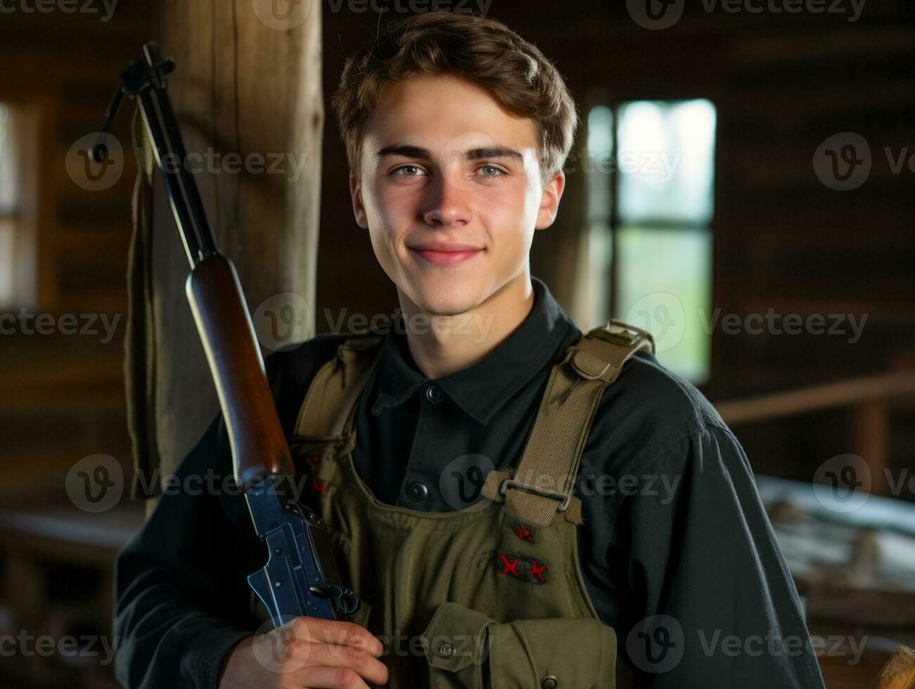 hombre sirve como un dedicado y audaz soldado ai generativo foto