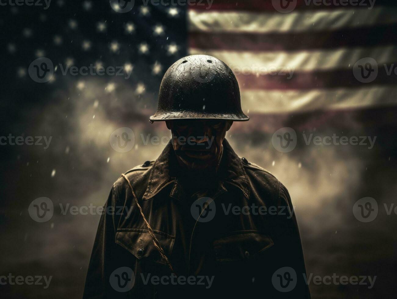 Man serves as a dedicated and fearless soldier AI Generative photo