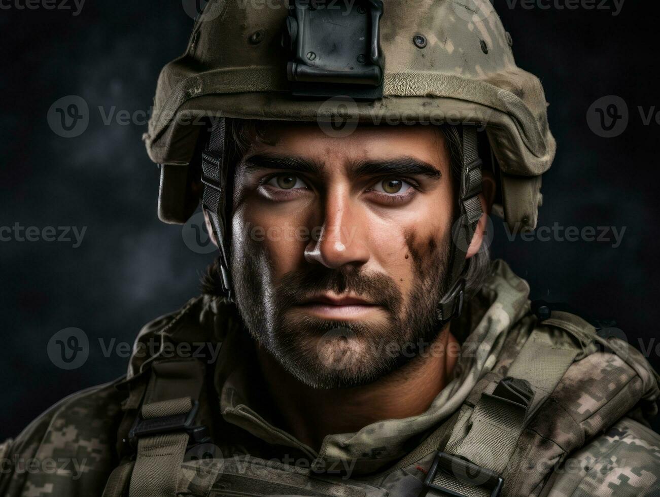 Man serves as a dedicated and fearless soldier AI Generative photo