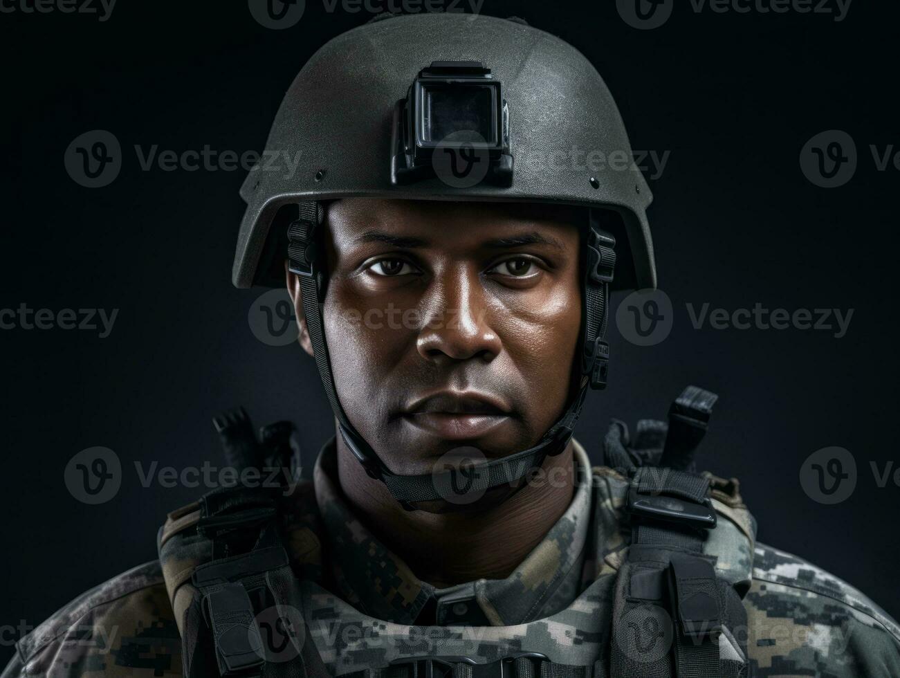 Man serves as a dedicated and fearless soldier AI Generative photo