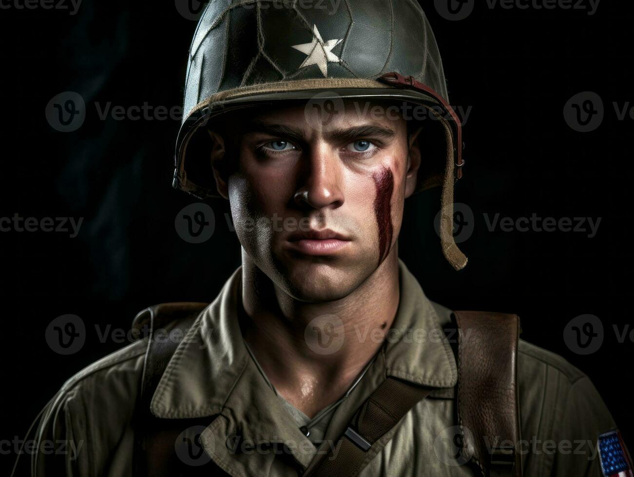 Man serves as a dedicated and fearless soldier AI Generative photo