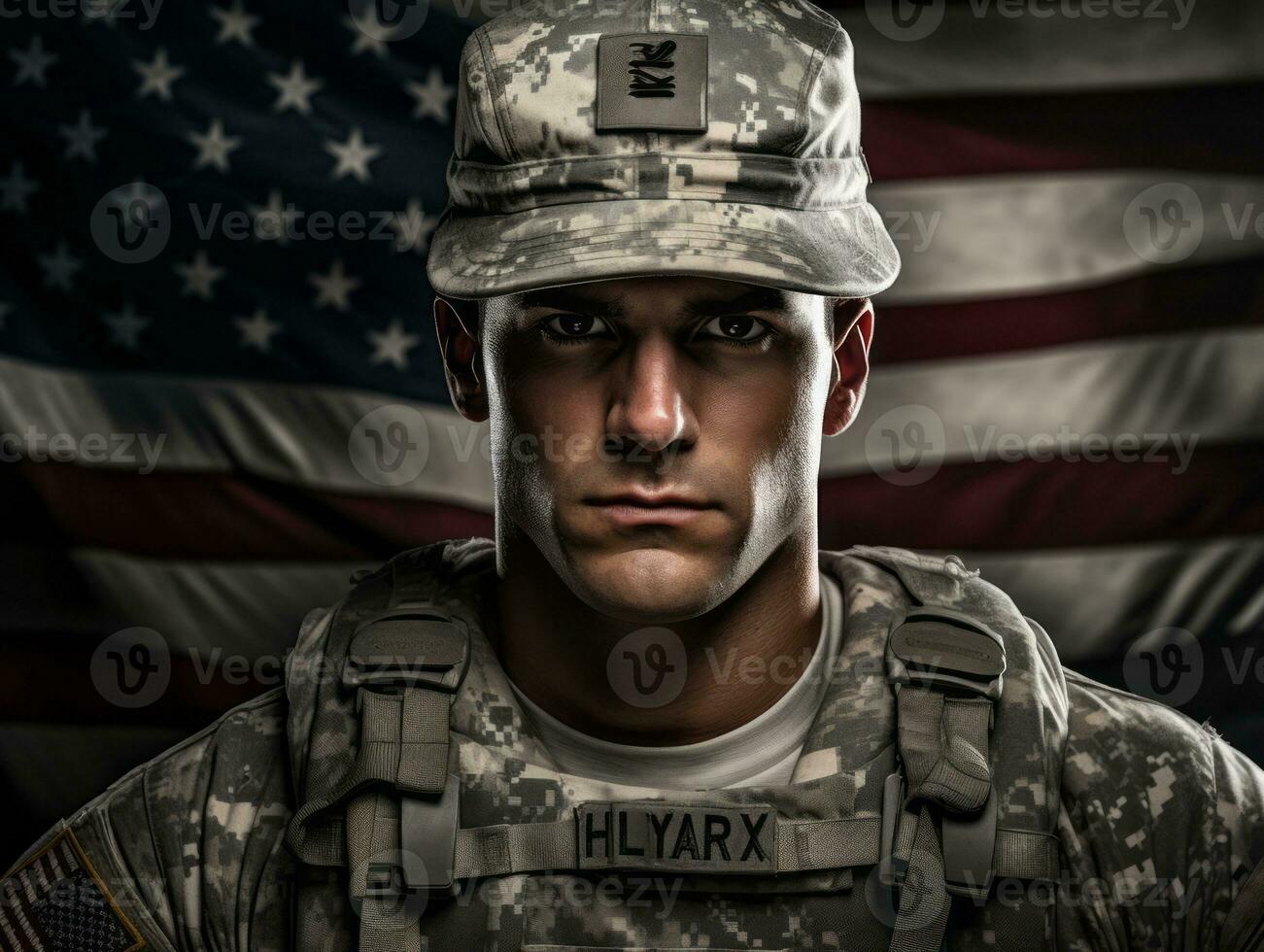 Man serves as a dedicated and fearless soldier AI Generative photo
