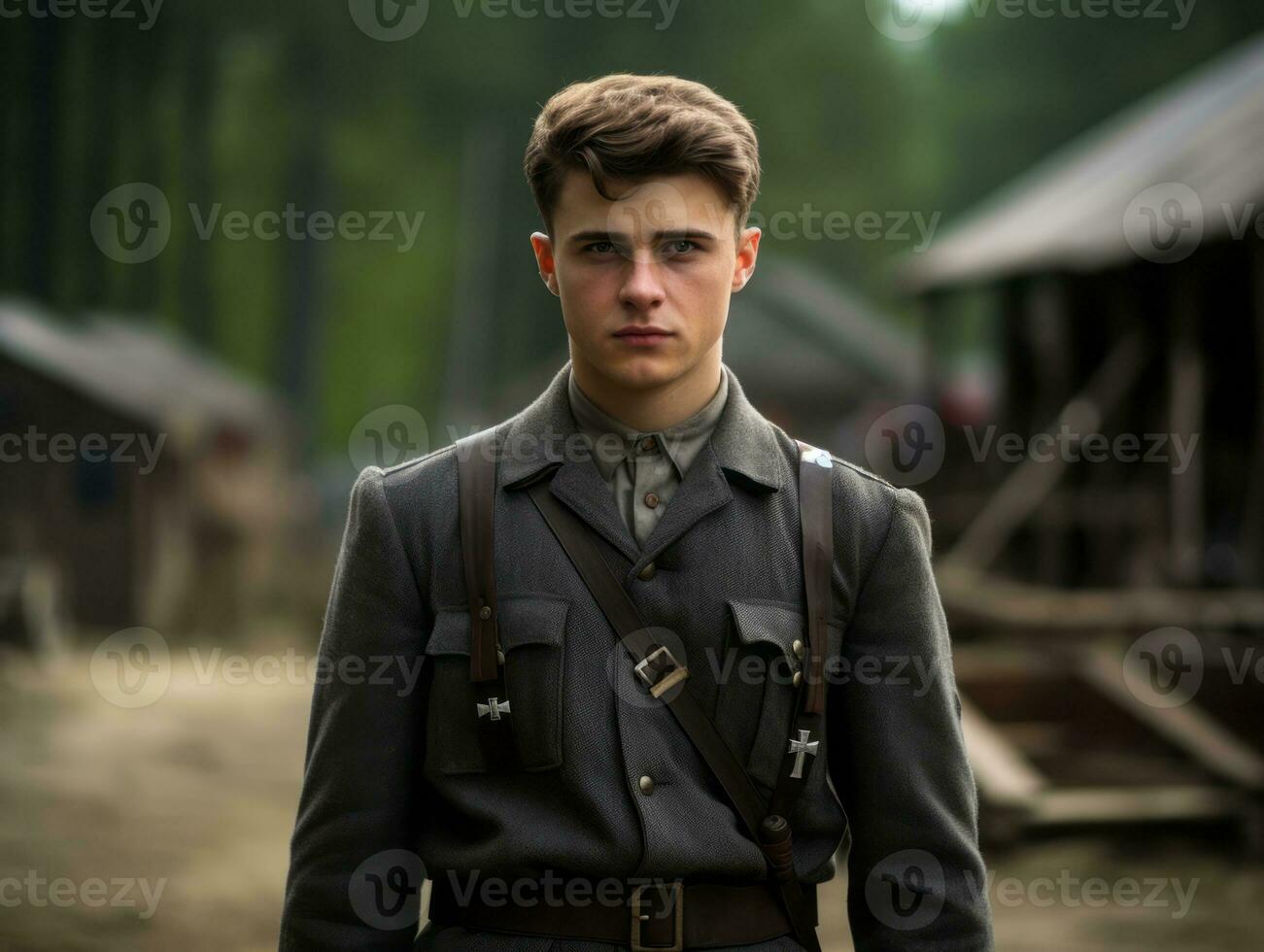 Man serves as a dedicated and fearless soldier AI Generative photo