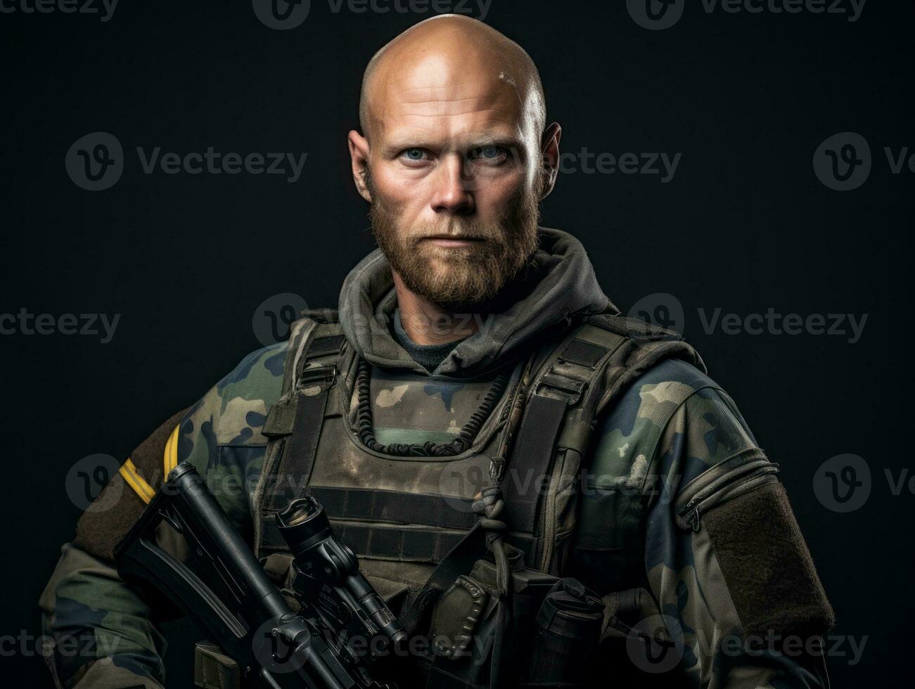Man serves as a dedicated and fearless soldier AI Generative photo