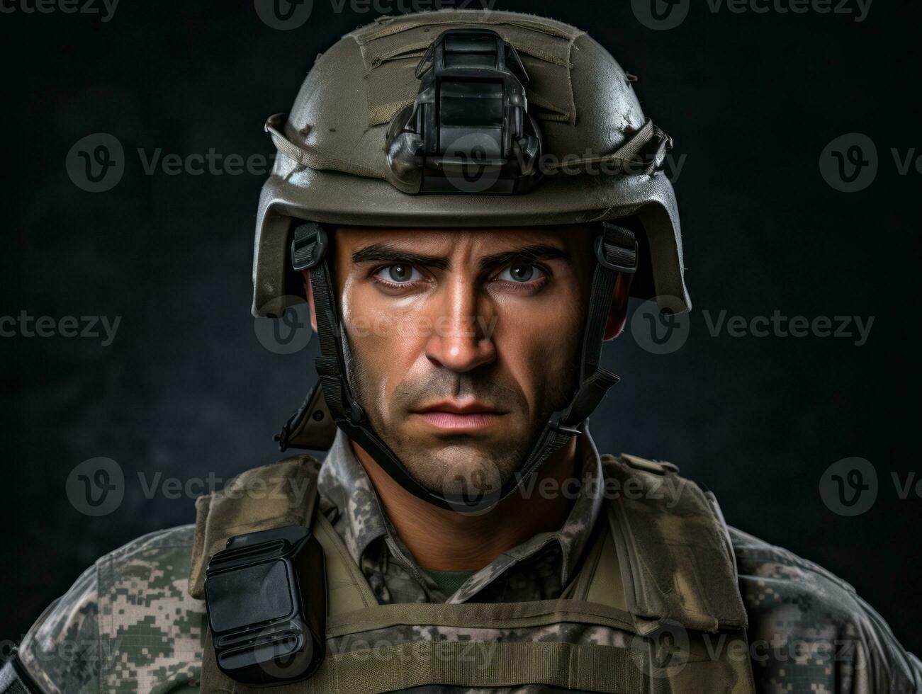 Man serves as a dedicated and fearless soldier AI Generative photo