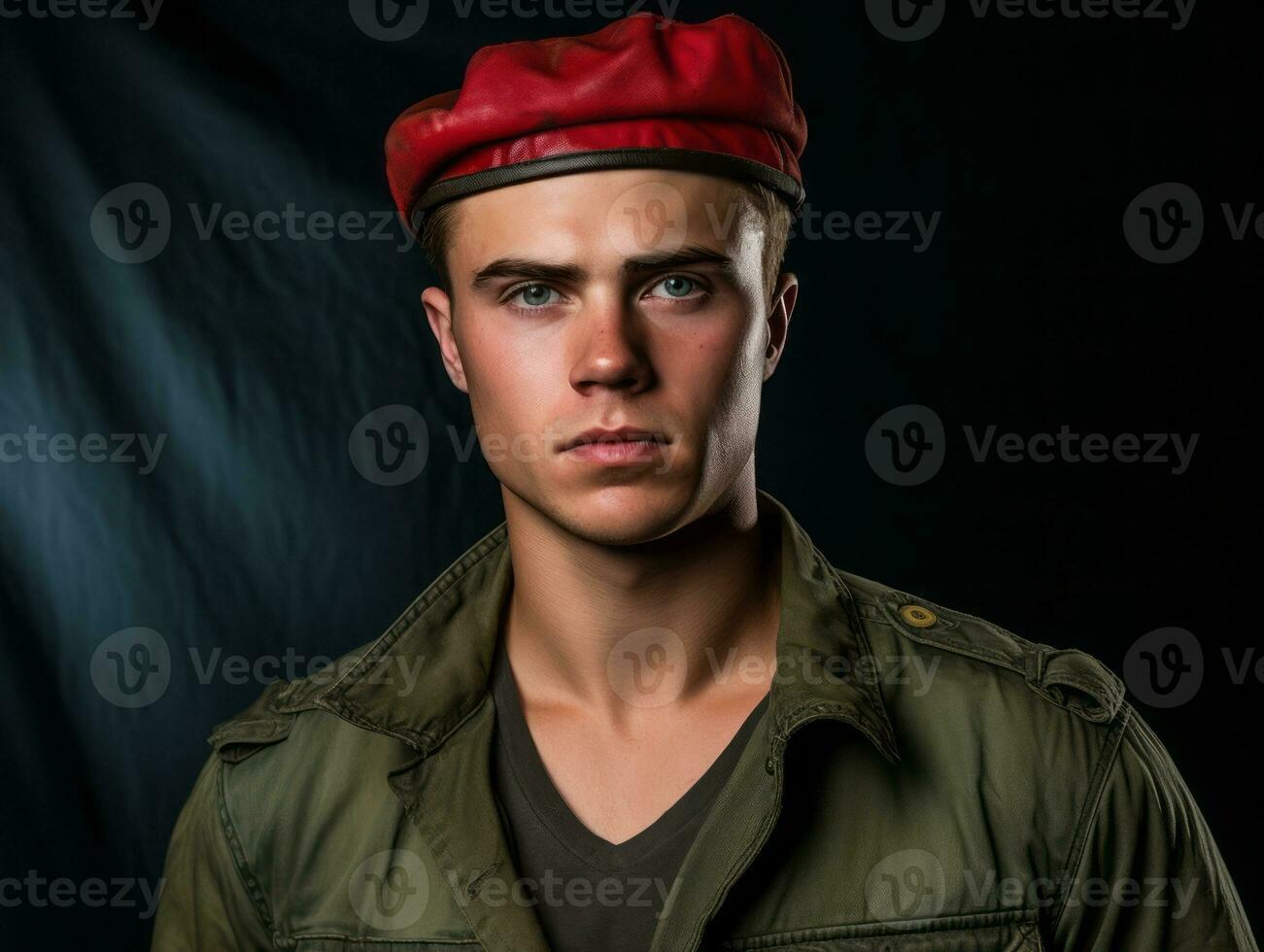 Man serves as a dedicated and fearless soldier AI Generative photo