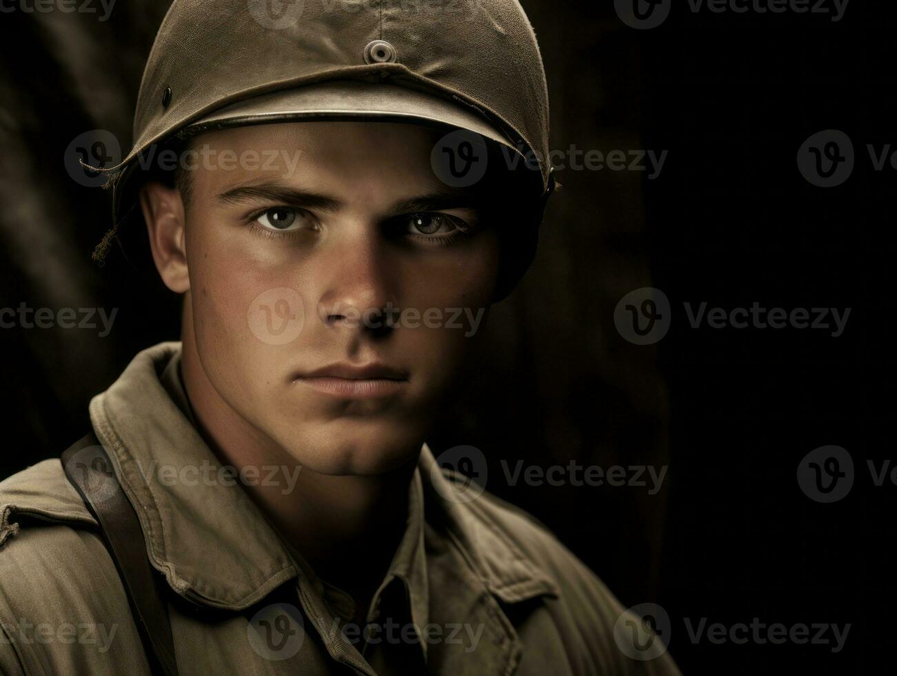 Man serves as a dedicated and fearless soldier AI Generative photo