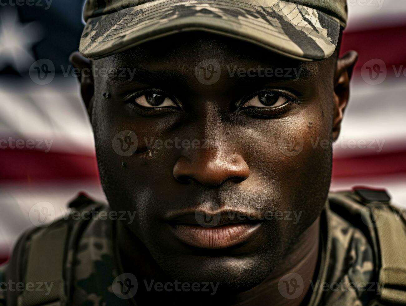 Man serves as a dedicated and fearless soldier AI Generative photo