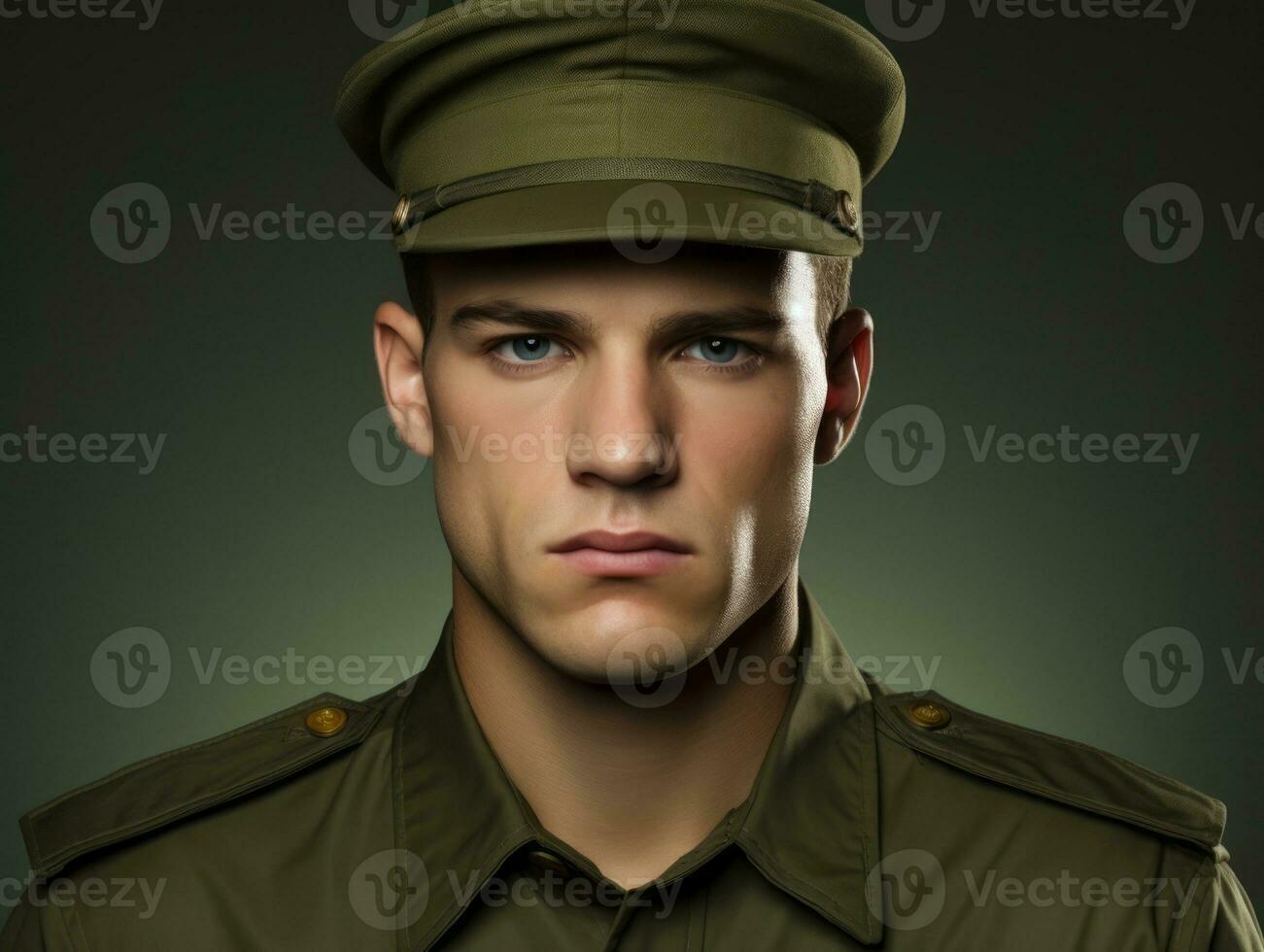 Man serves as a dedicated and fearless soldier AI Generative photo