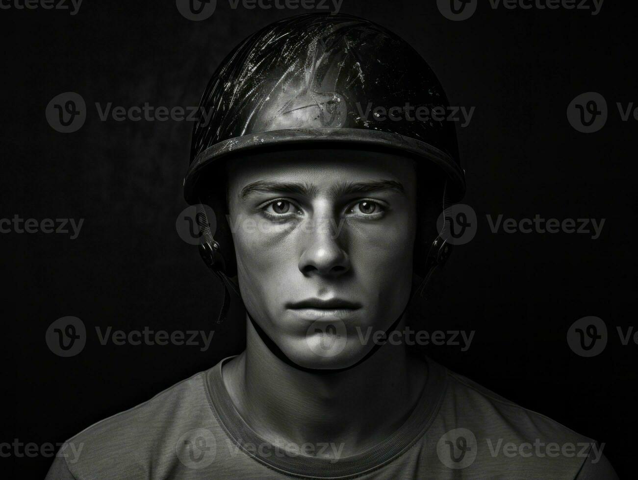 Man serves as a dedicated and fearless soldier AI Generative photo