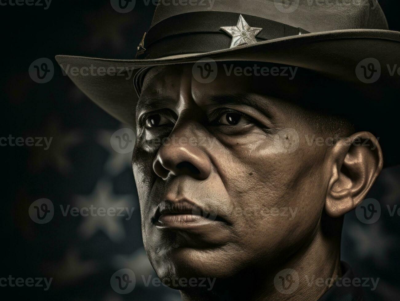 Man serves as a dedicated and fearless soldier AI Generative photo