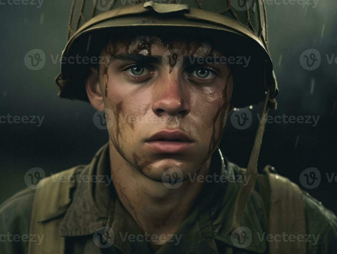 Man serves as a dedicated and fearless soldier AI Generative photo