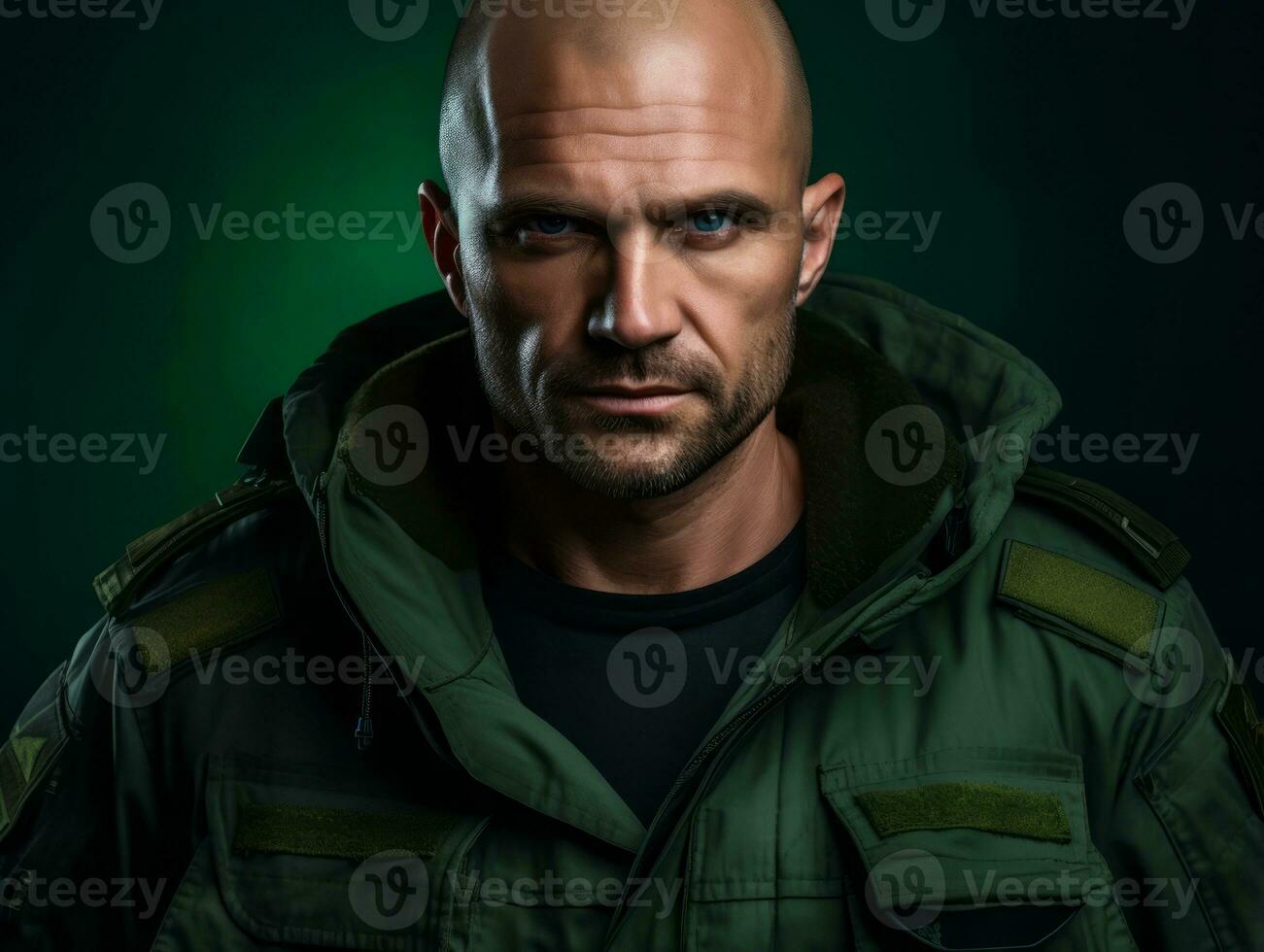 Man serves as a dedicated and fearless soldier AI Generative photo