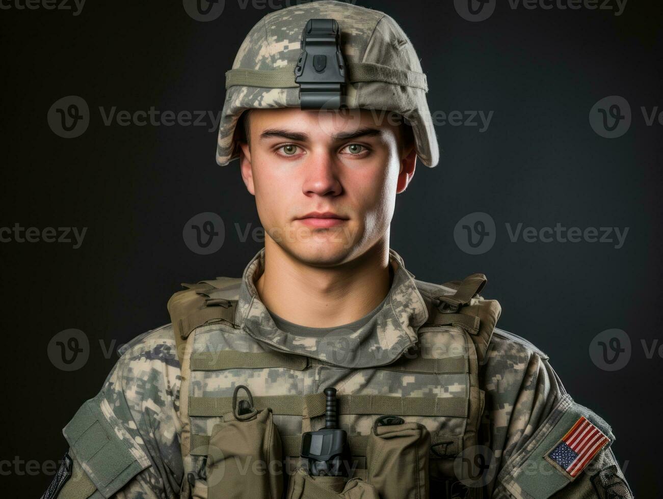 Man serves as a dedicated and fearless soldier AI Generative photo