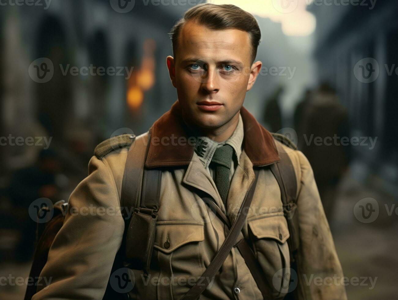 Man serves as a dedicated and fearless soldier AI Generative photo