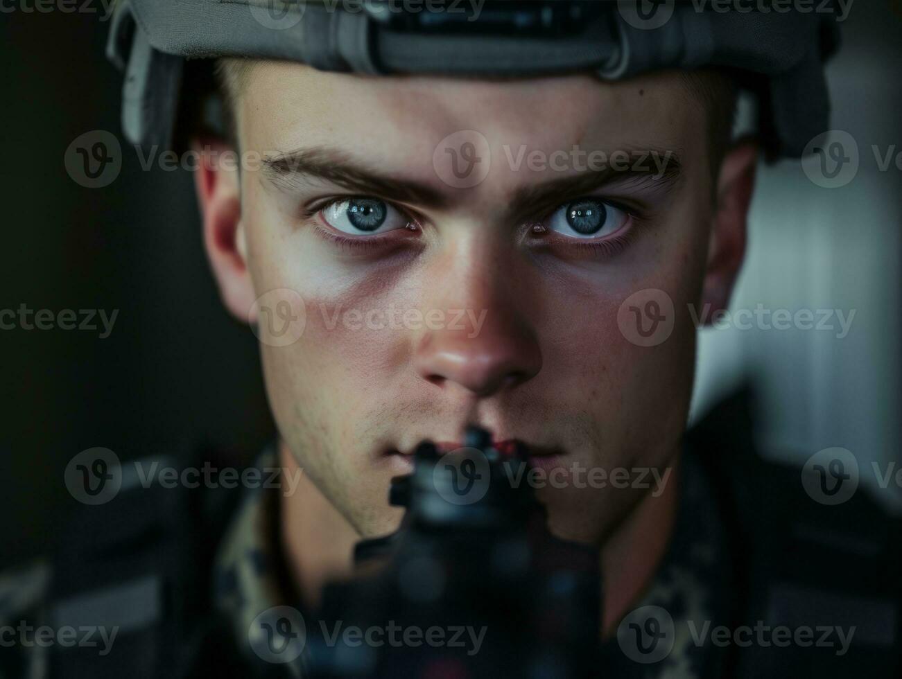 hombre sirve como un dedicado y audaz soldado ai generativo foto