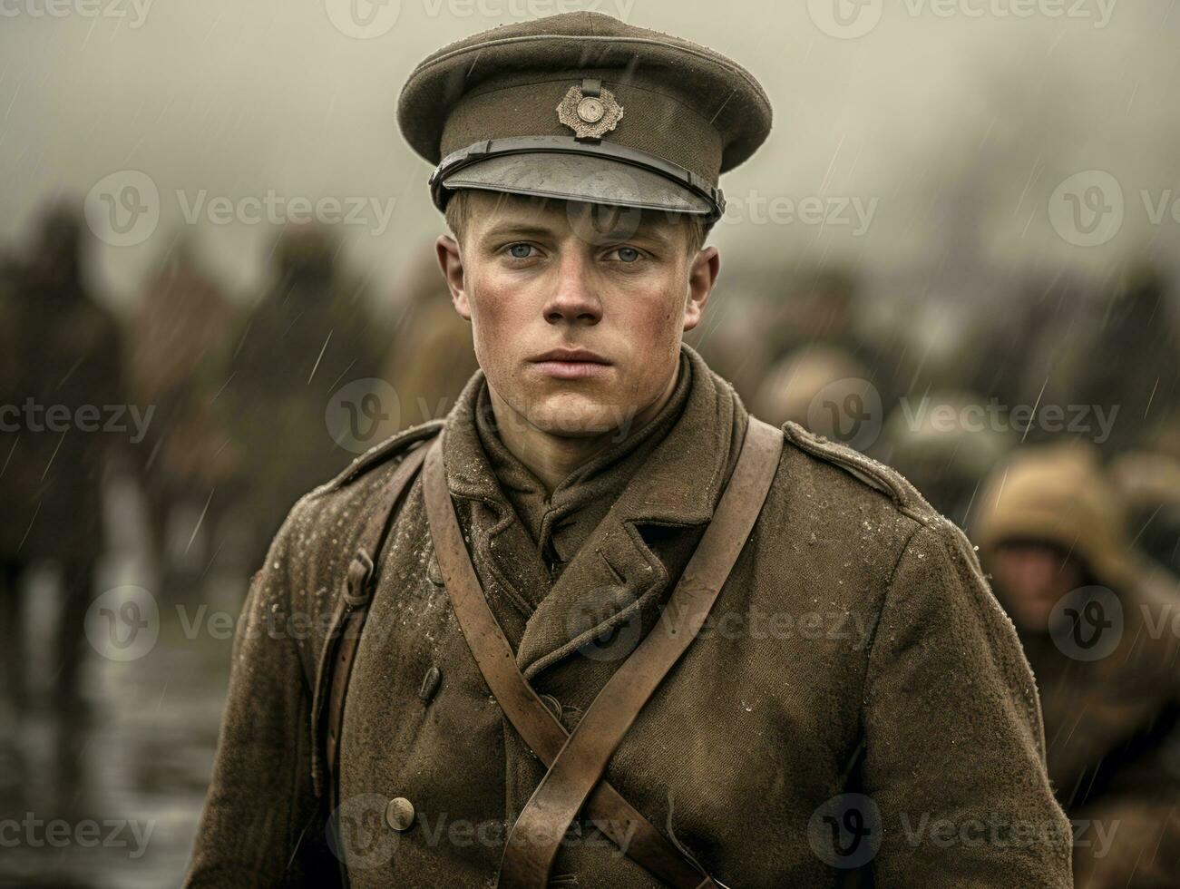 Man serves as a dedicated and fearless soldier AI Generative photo