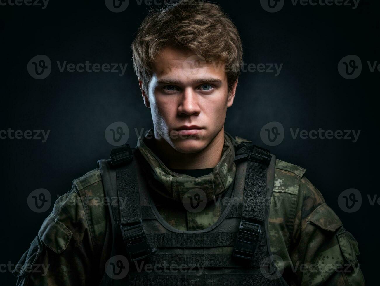 Man serves as a dedicated and fearless soldier AI Generative photo