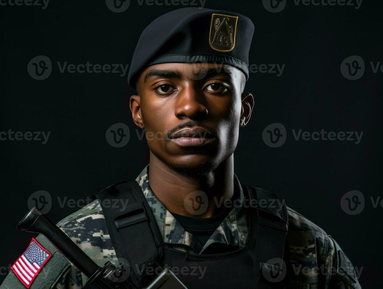 Man serves as a dedicated and fearless soldier AI Generative photo