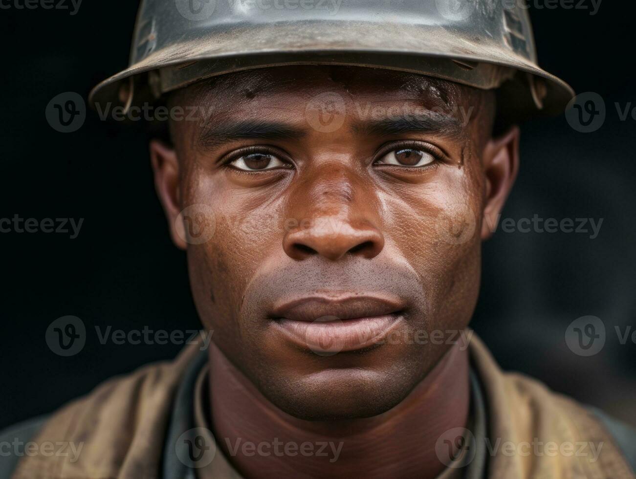 Man serves as a dedicated and fearless soldier AI Generative photo