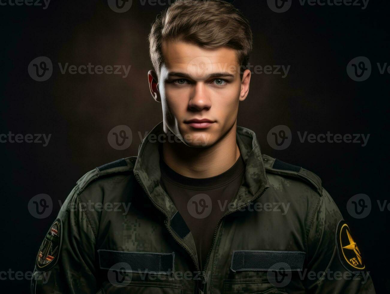 Man serves as a dedicated and fearless soldier AI Generative photo