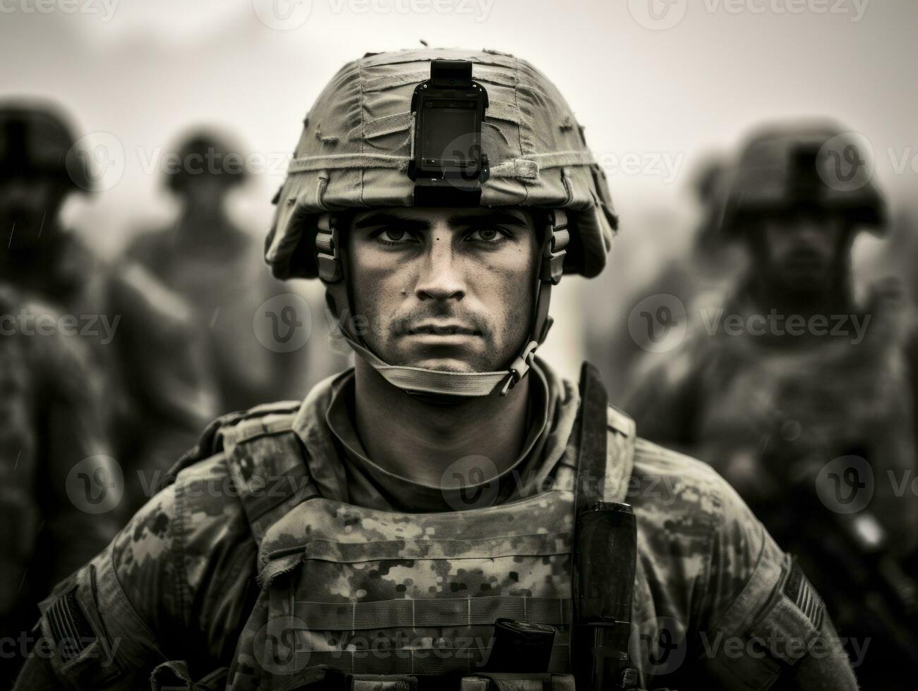 Man serves as a dedicated and fearless soldier AI Generative photo