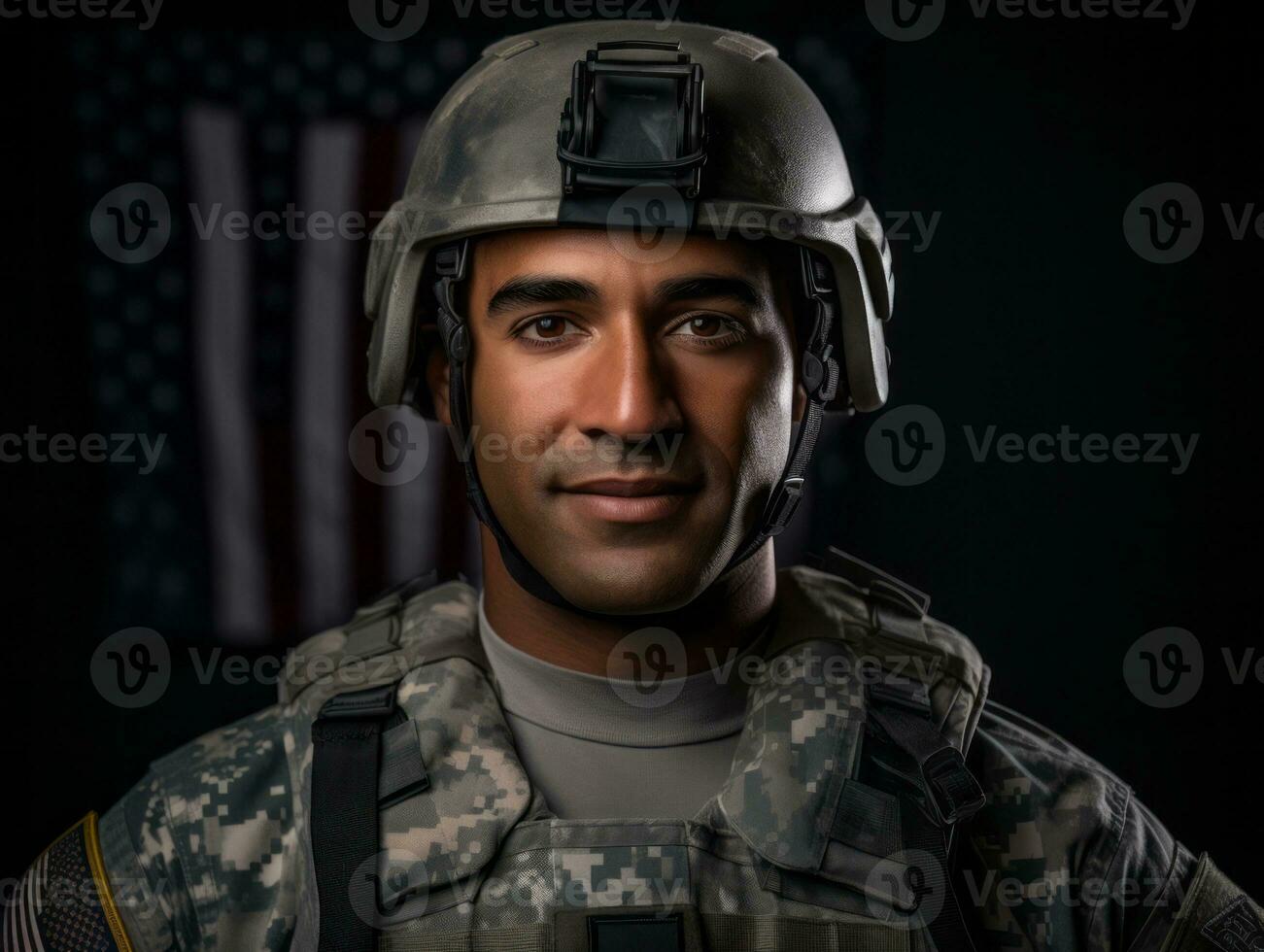 Man serves as a dedicated and fearless soldier AI Generative photo