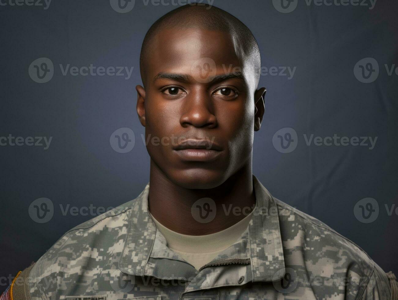 Man serves as a dedicated and fearless soldier AI Generative photo