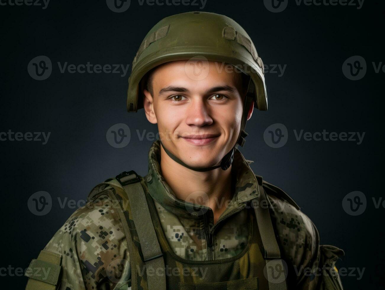 Man serves as a dedicated and fearless soldier AI Generative photo