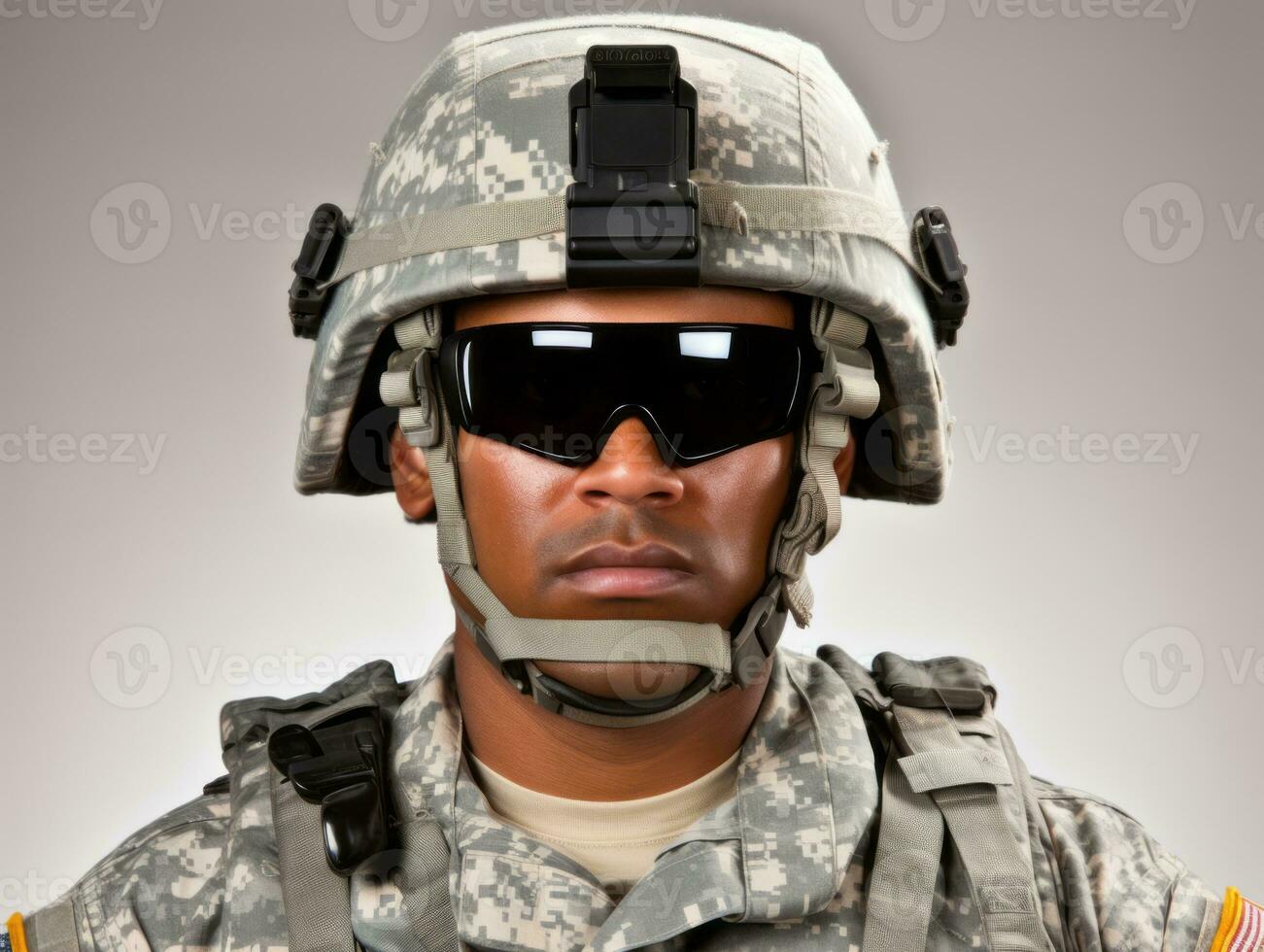 Man serves as a dedicated and fearless soldier AI Generative photo