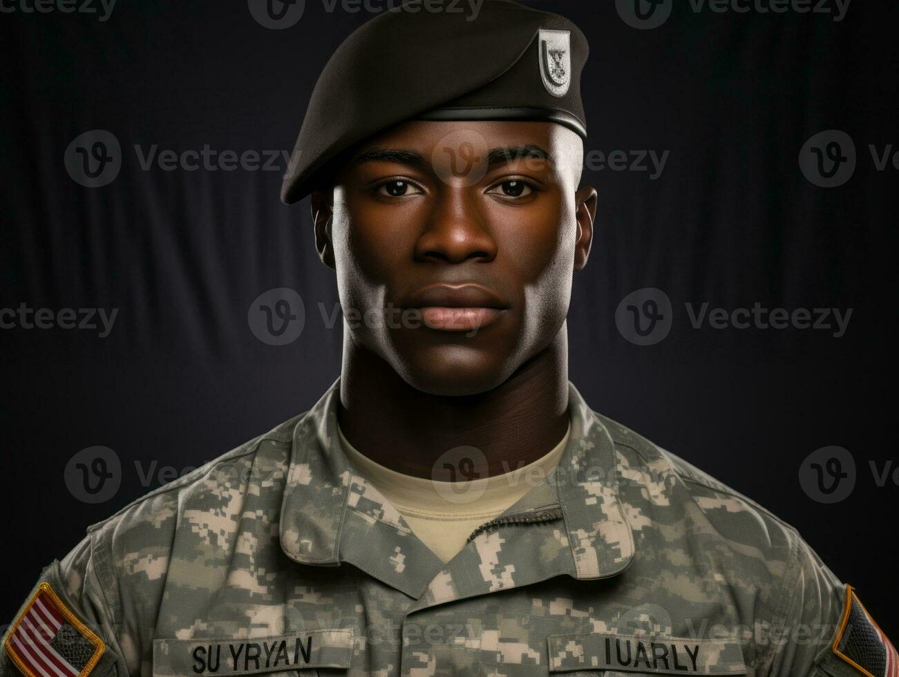 Man serves as a dedicated and fearless soldier AI Generative photo