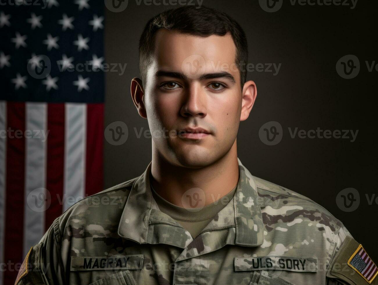 Man serves as a dedicated and fearless soldier AI Generative photo