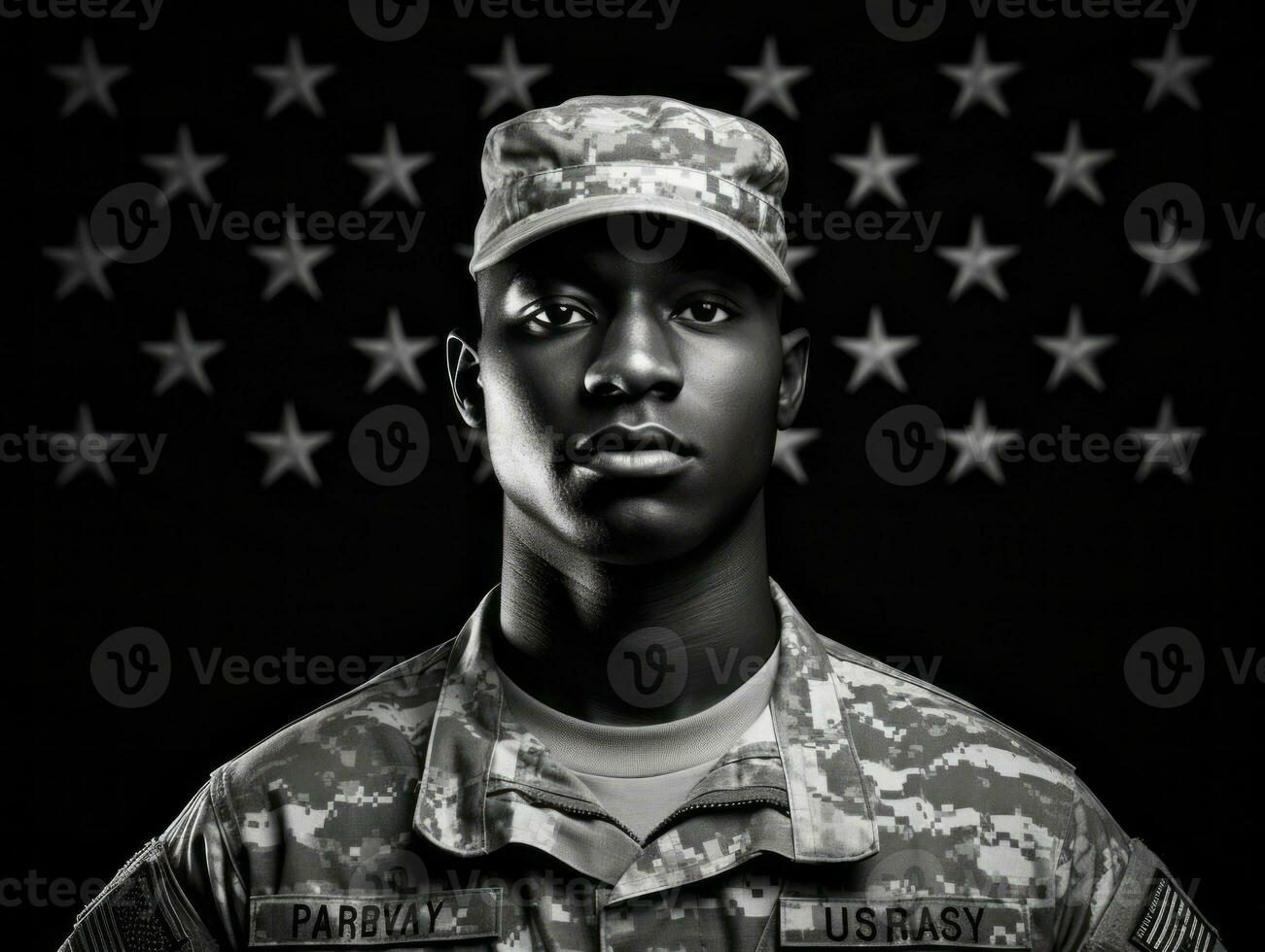 Man serves as a dedicated and fearless soldier AI Generative photo