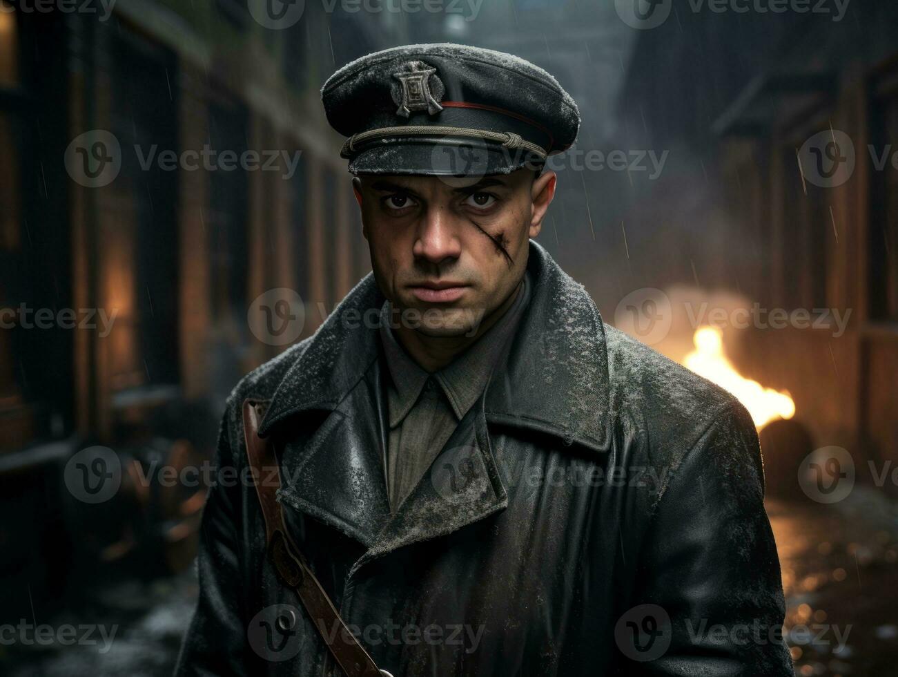 Man serves as a dedicated and fearless soldier AI Generative photo