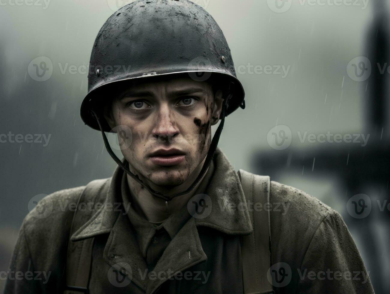 Man serves as a dedicated and fearless soldier AI Generative photo