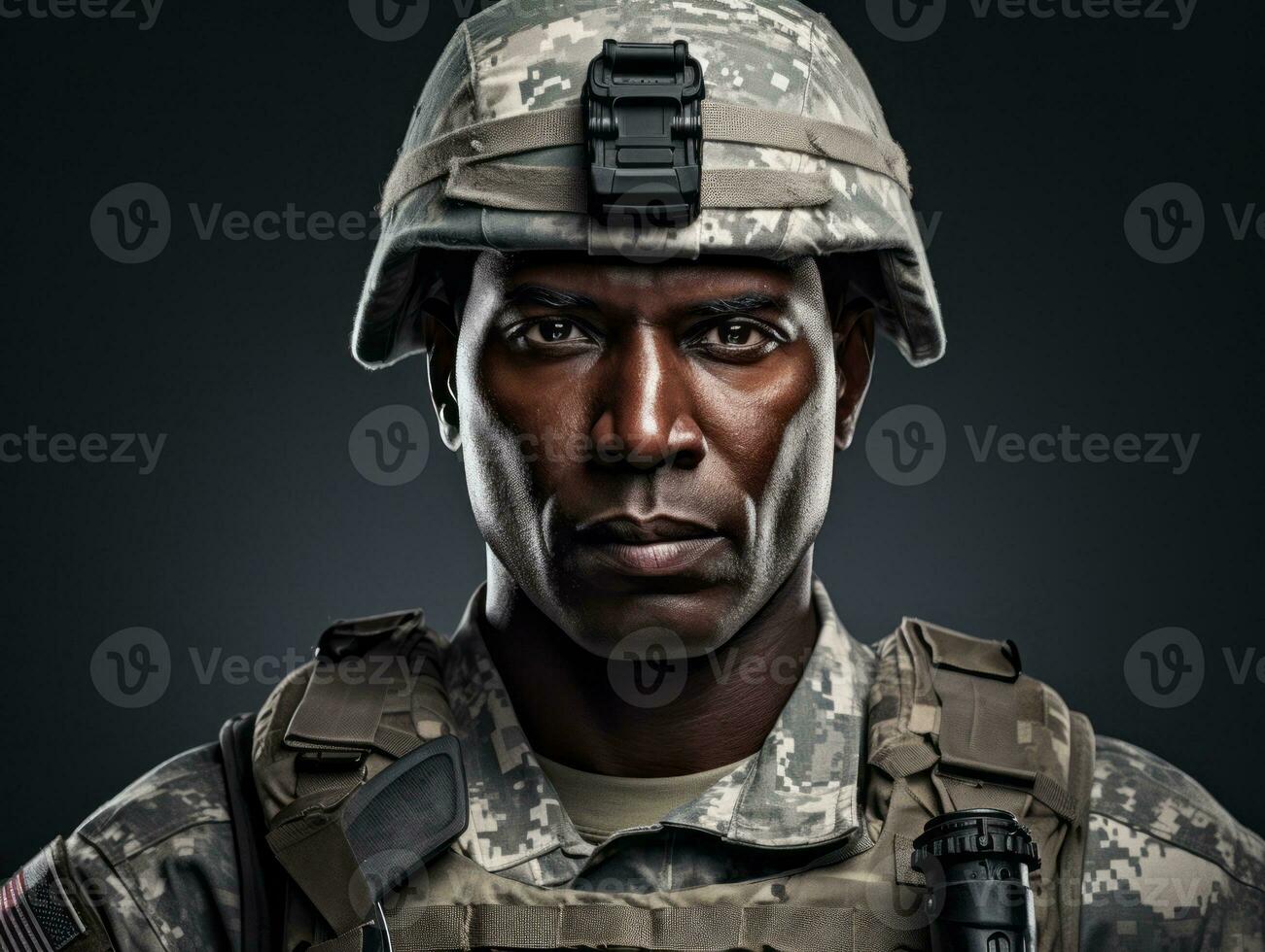 Man serves as a dedicated and fearless soldier AI Generative photo