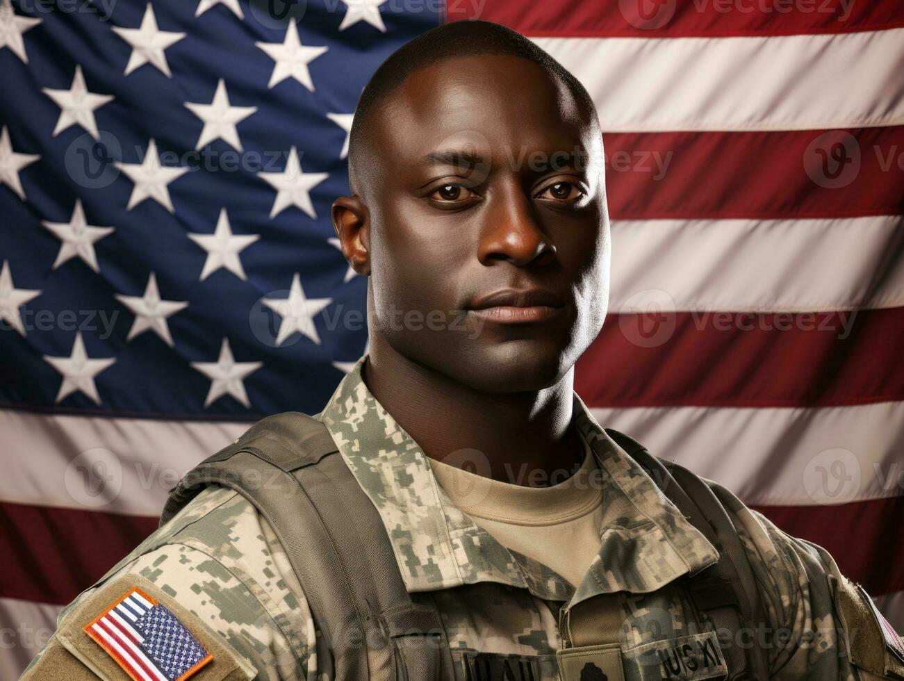Man serves as a dedicated and fearless soldier AI Generative photo