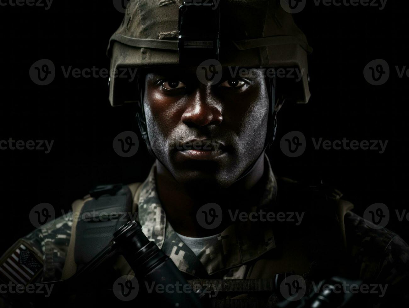 Man serves as a dedicated and fearless soldier AI Generative photo