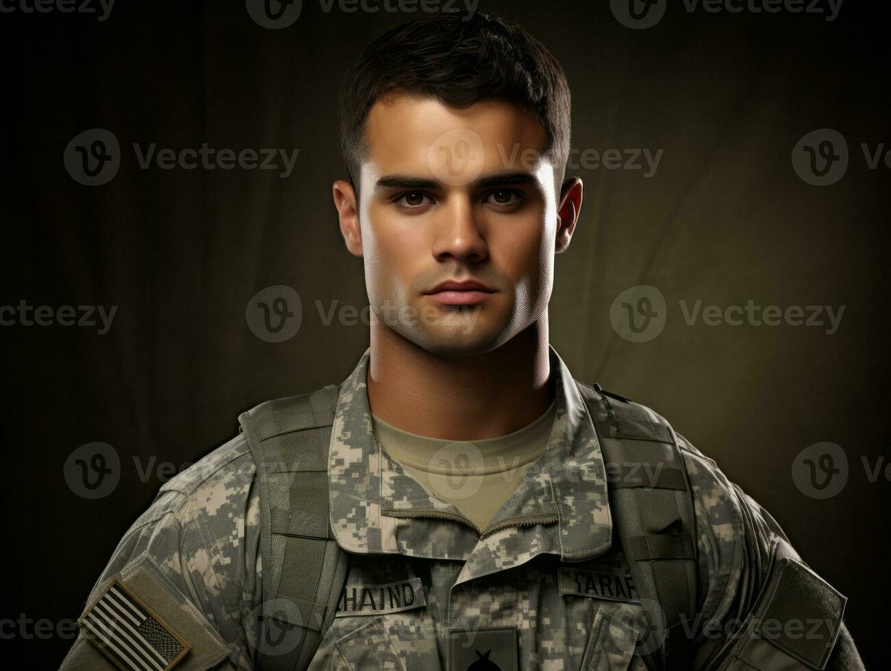 Man serves as a dedicated and fearless soldier AI Generative photo