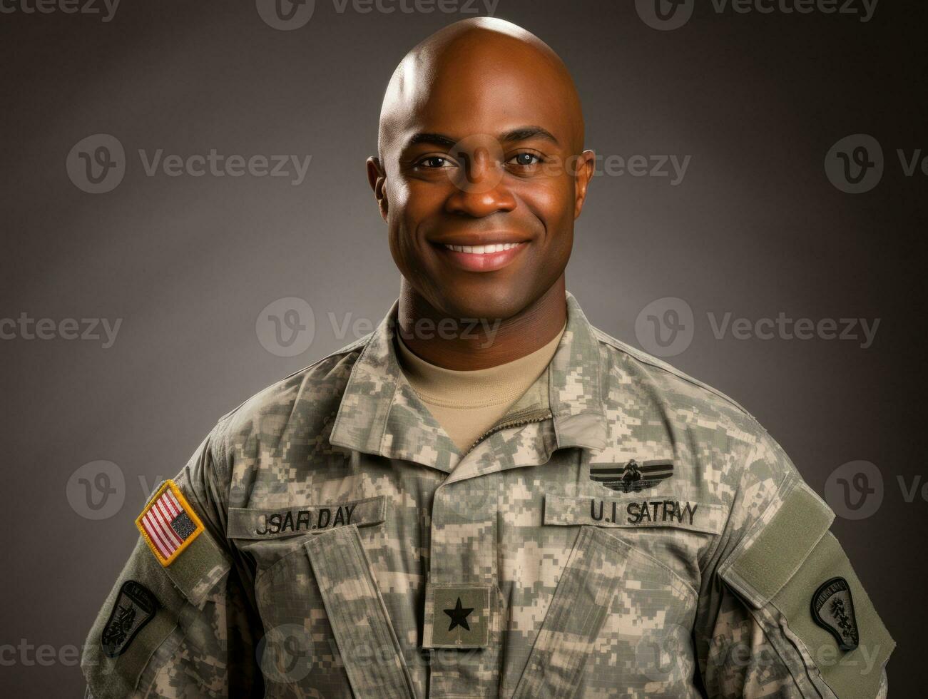 Man serves as a dedicated and fearless soldier AI Generative photo