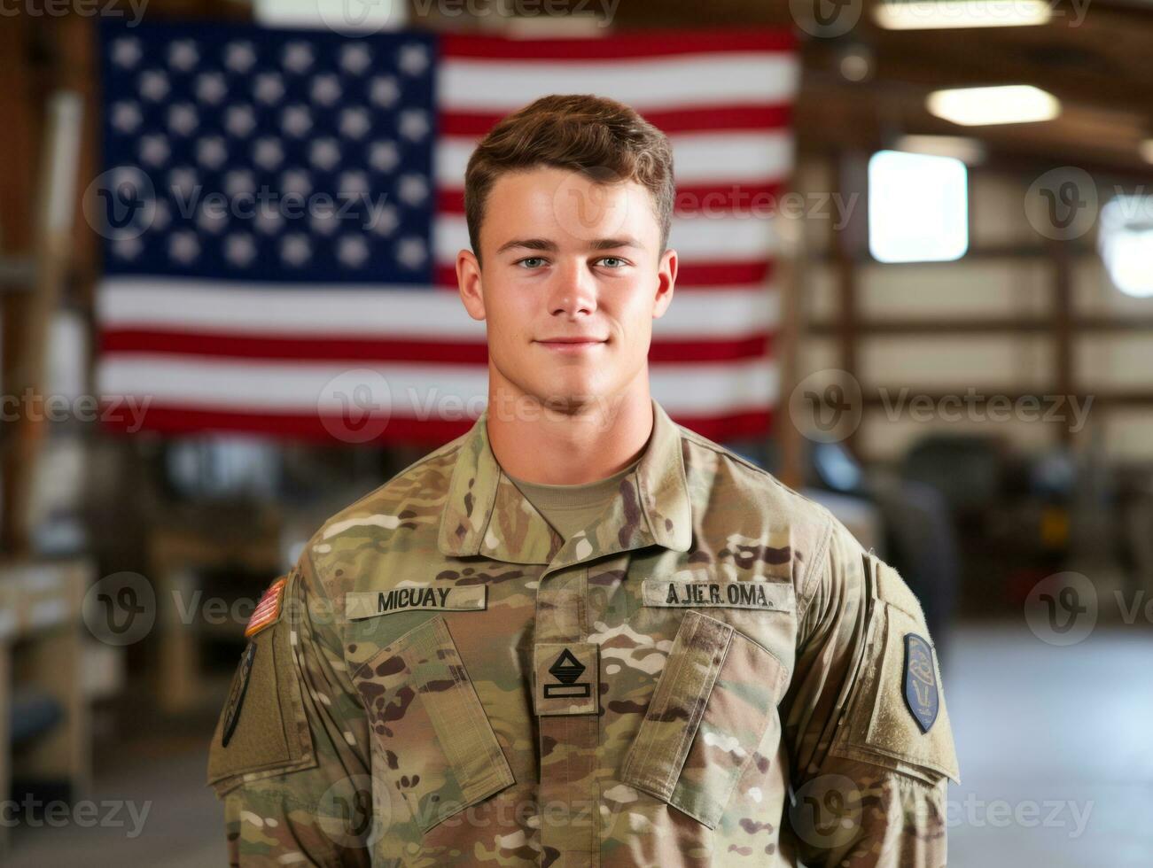 Man serves as a dedicated and fearless soldier AI Generative photo