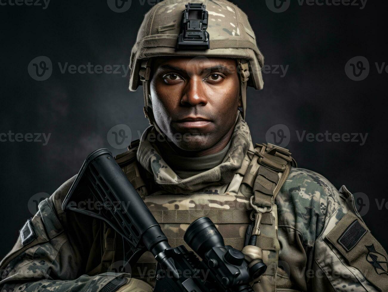 Man serves as a dedicated and fearless soldier AI Generative photo