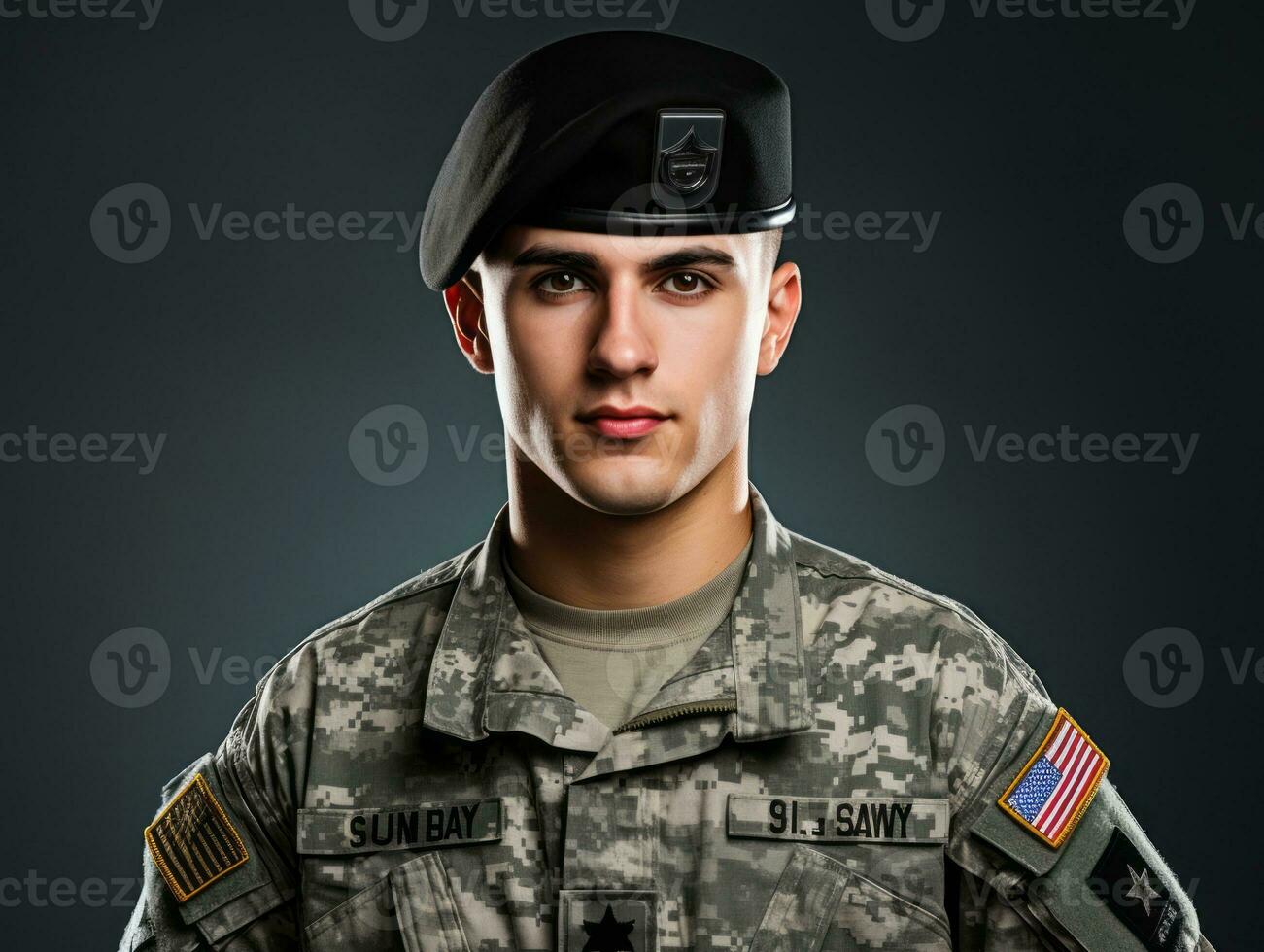 Man serves as a dedicated and fearless soldier AI Generative photo