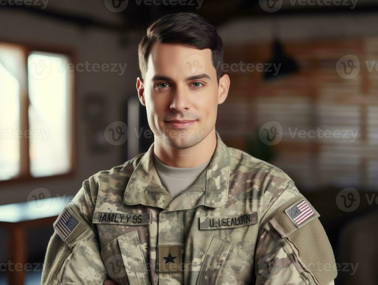 Man serves as a dedicated and fearless soldier AI Generative photo