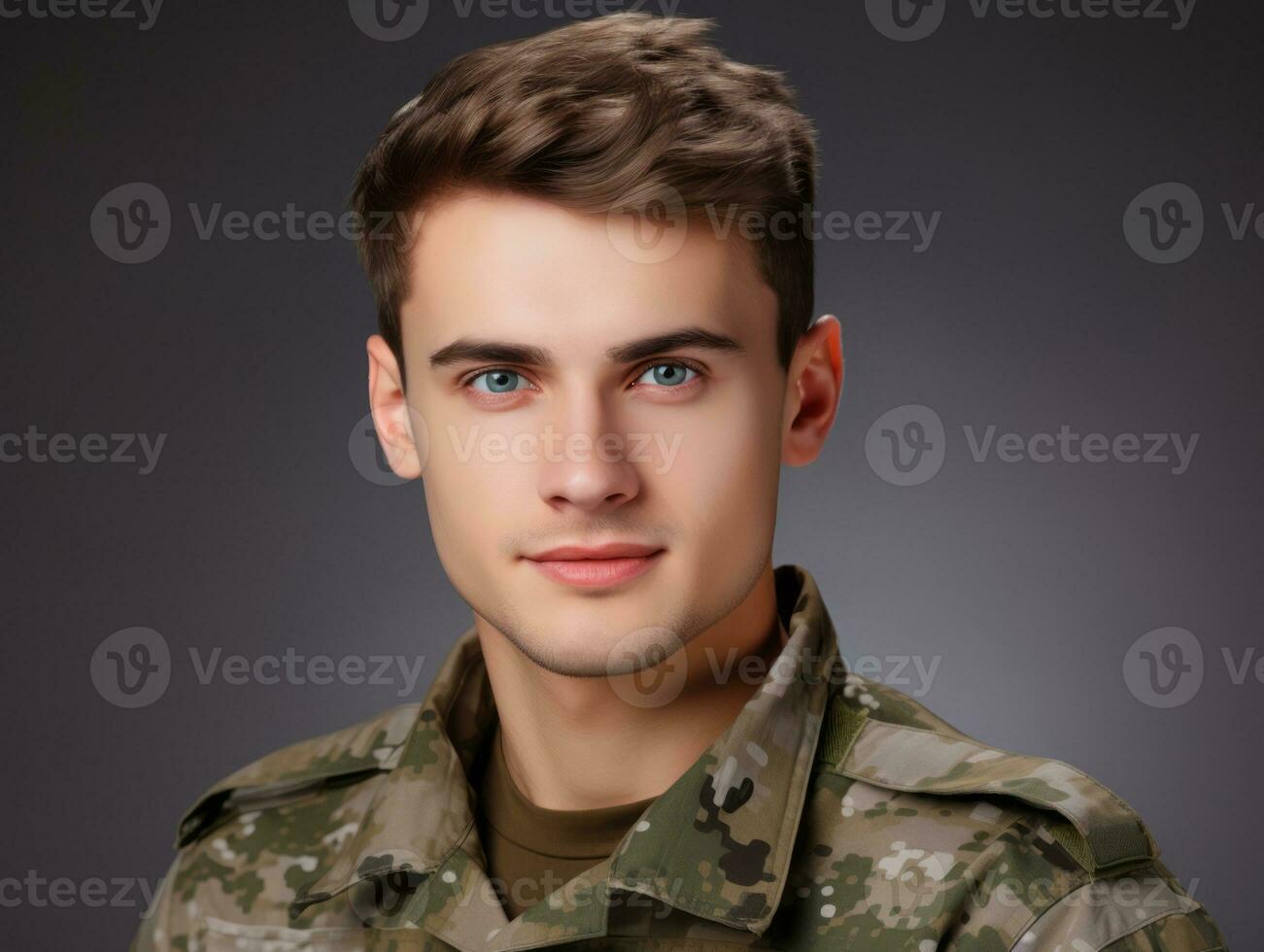 Man serves as a dedicated and fearless soldier AI Generative photo