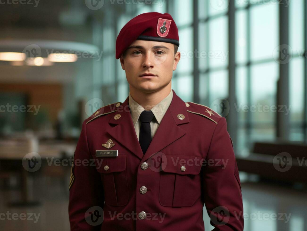 Man serves as a dedicated and fearless soldier AI Generative photo