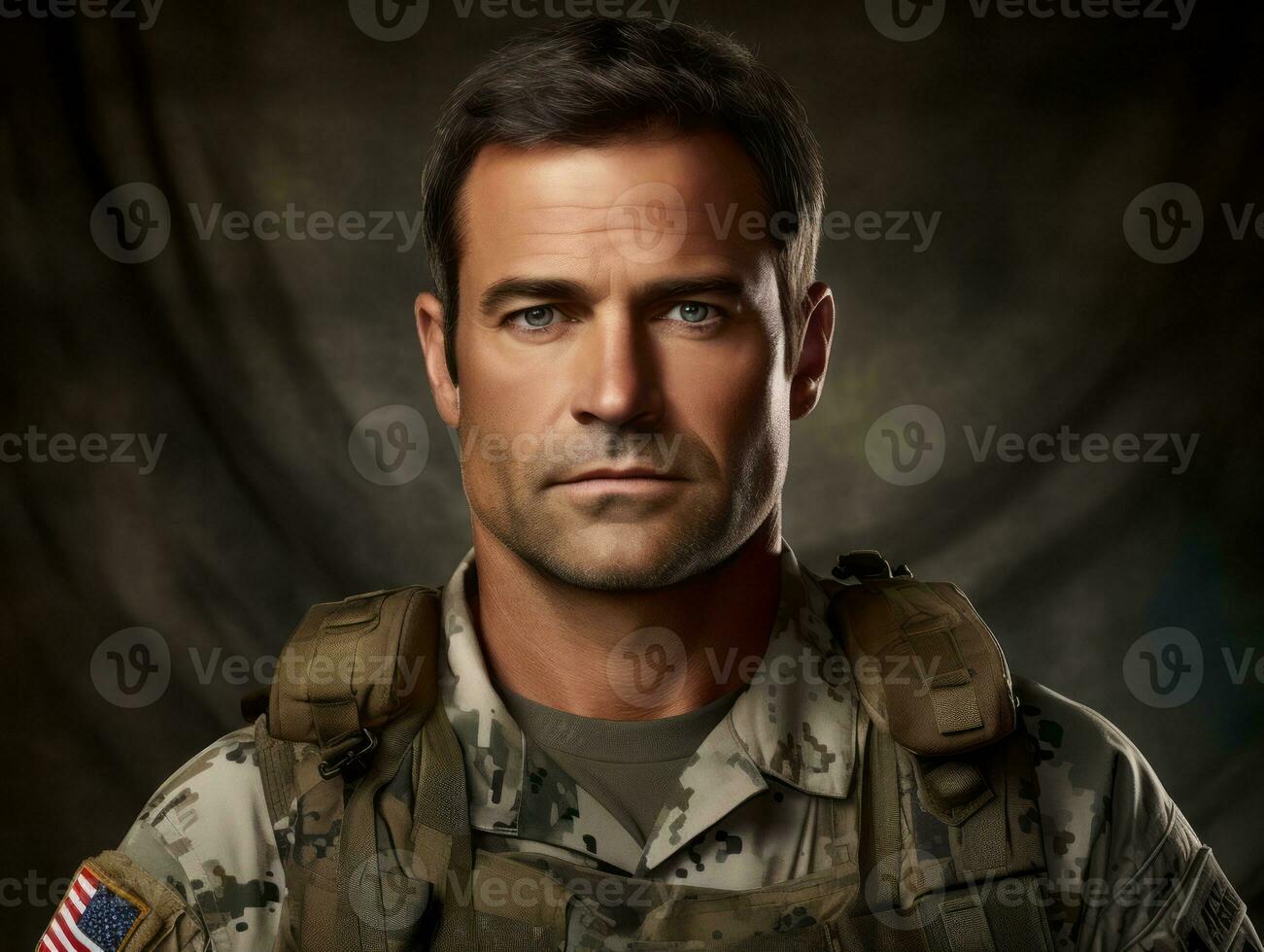 Man serves as a dedicated and fearless soldier AI Generative photo