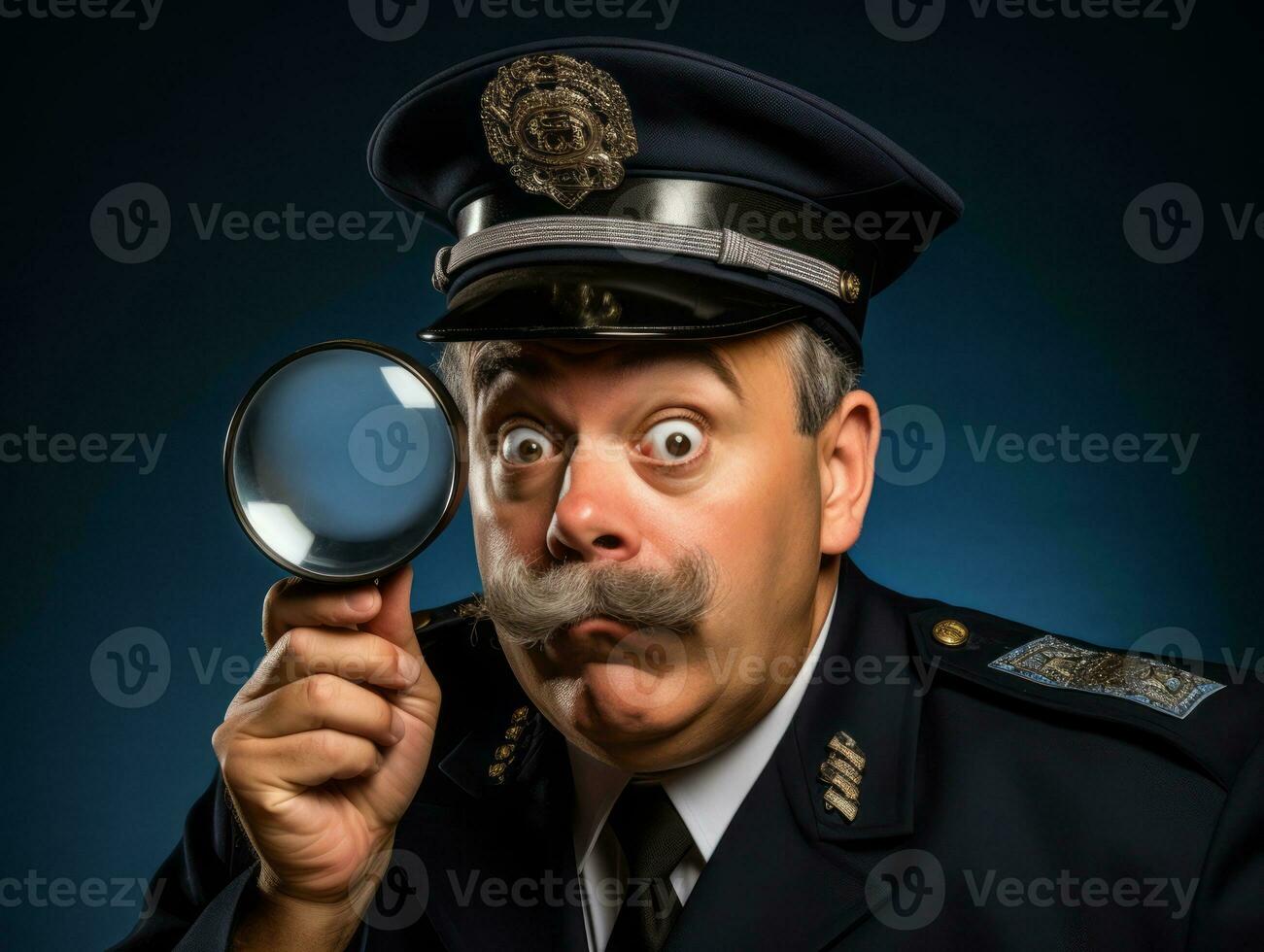 Policeman is meticulously examining the scene for evidence during his investigation AI Generative photo