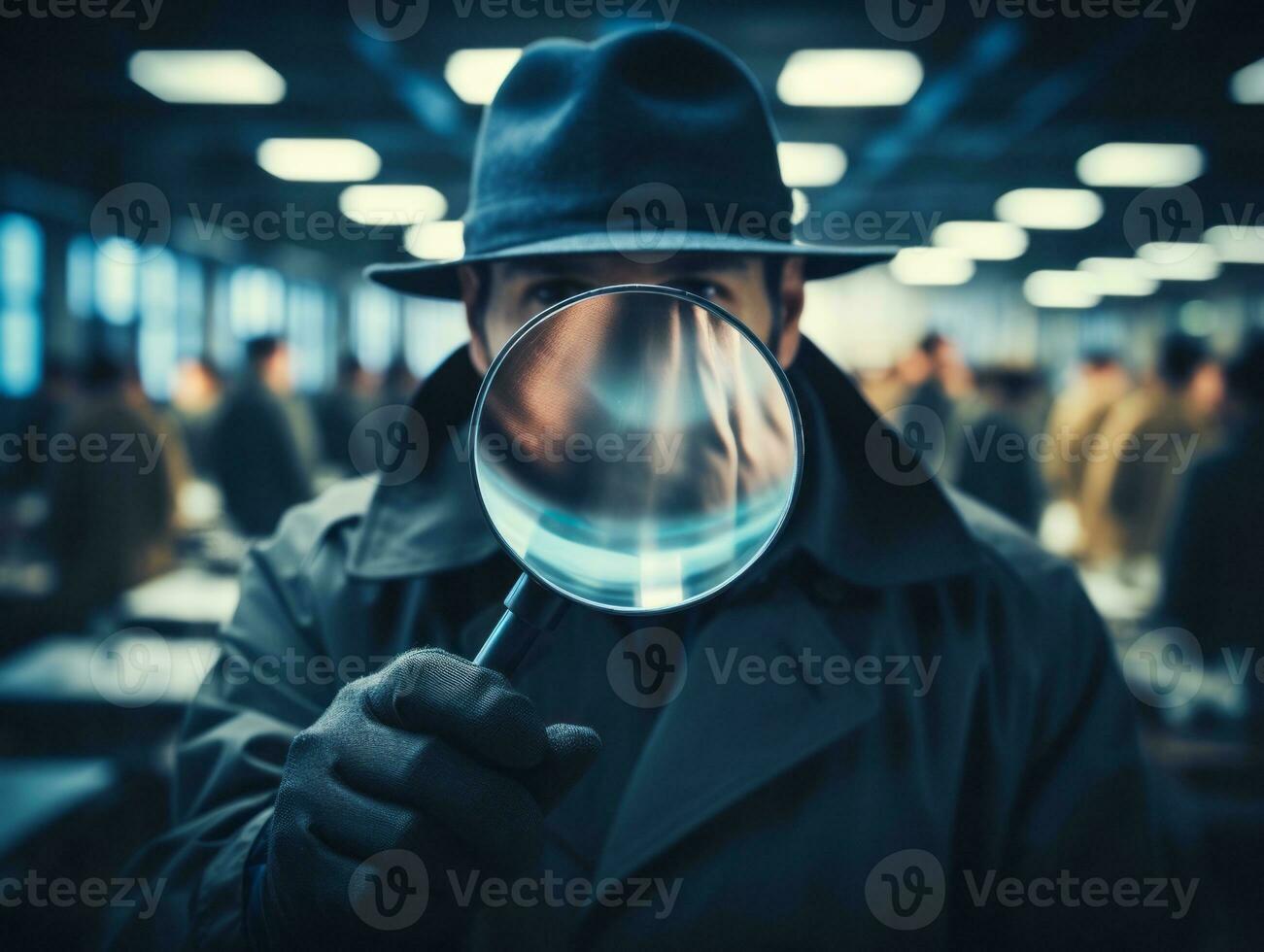 Policeman is meticulously examining the scene for evidence during his investigation AI Generative photo